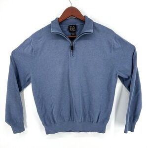 Jos A Bank Pima Cotton Quarter Zip Sweater Mens Size M Blue